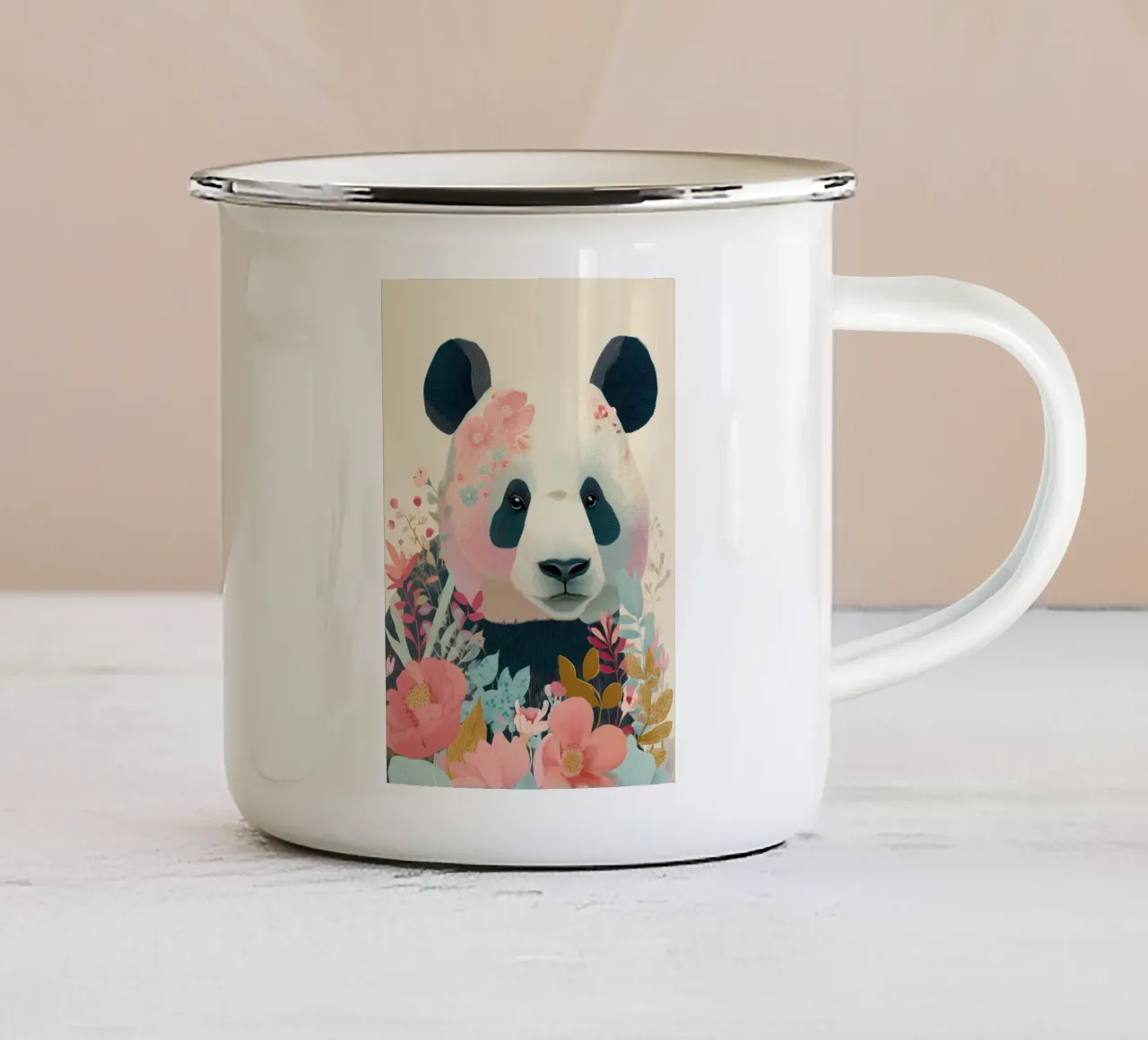 Panda in Bloom emaille mok van Luca