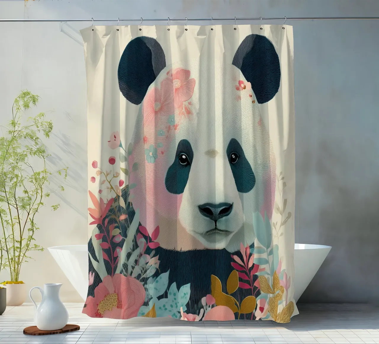 Panda in Bloom tenda da doccia da Luca
