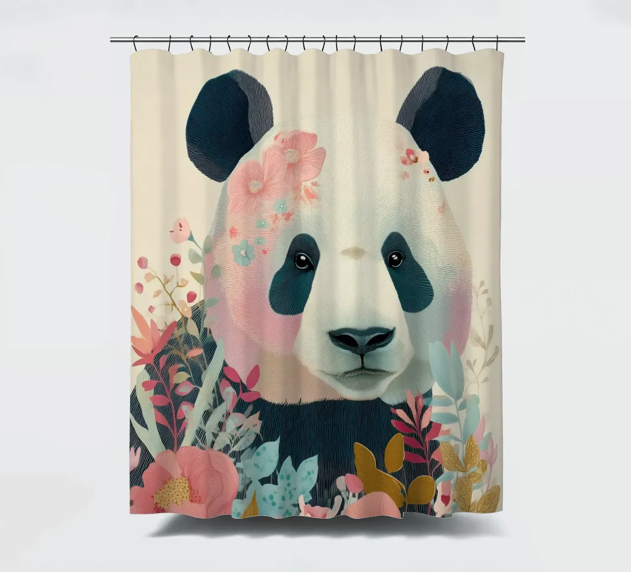 Panda in Bloom tenda da doccia da Luca