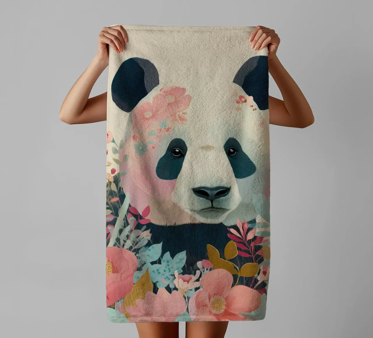 Panda in Bloom Handtuch von Luca
