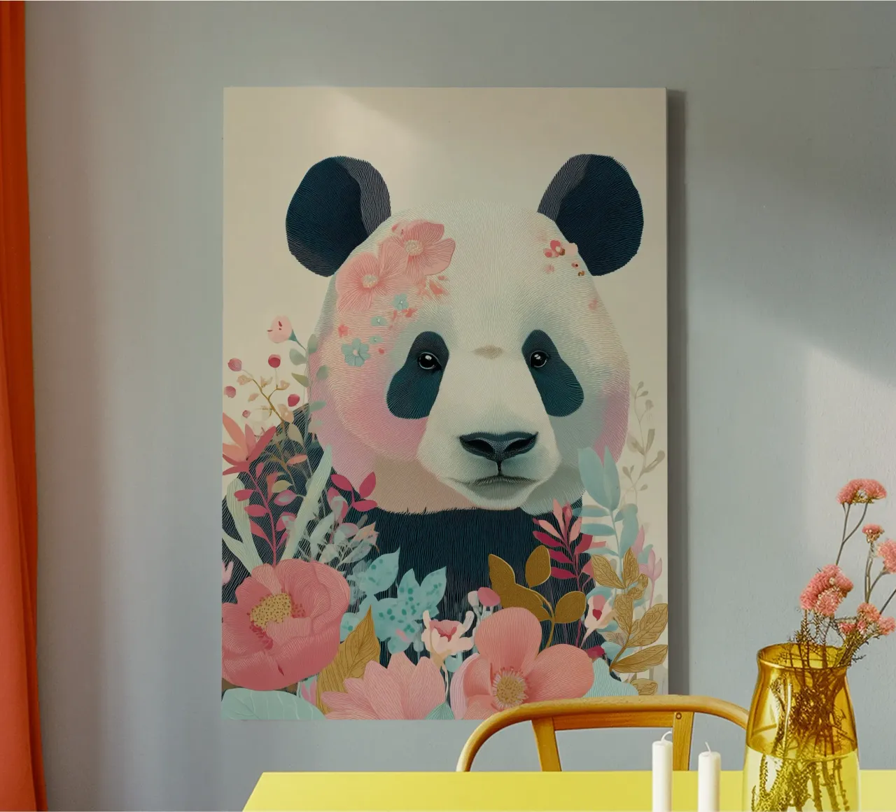 Panda in Bloom tela da Luca