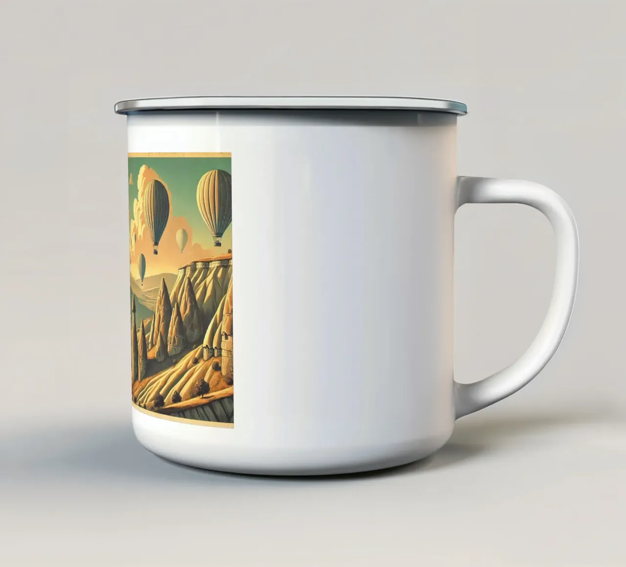 Poster d'epoca Turchia, Cappadocia tazza in smalto da Wanderlust Vibes