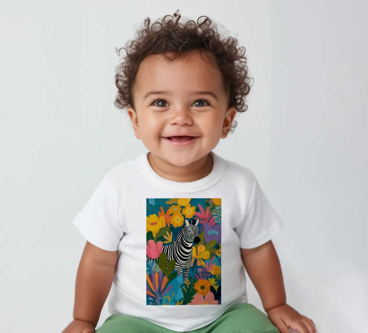 Blooming Stripes - Zebra in Lush Flora maglietta neonato da Luca