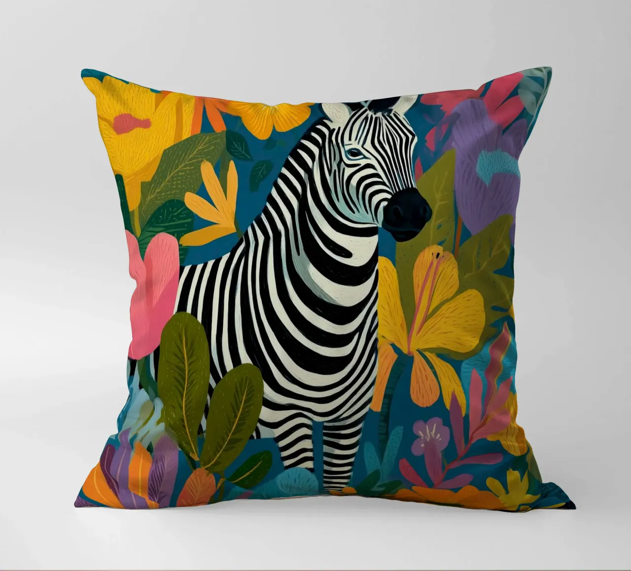 Blooming Stripes - Zebra in Lush Flora cuscino da Luca