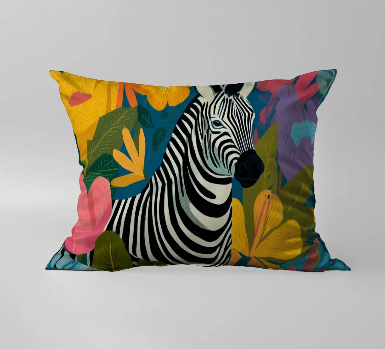 Blooming Stripes - Zebra in Lush Flora cuscino da Luca