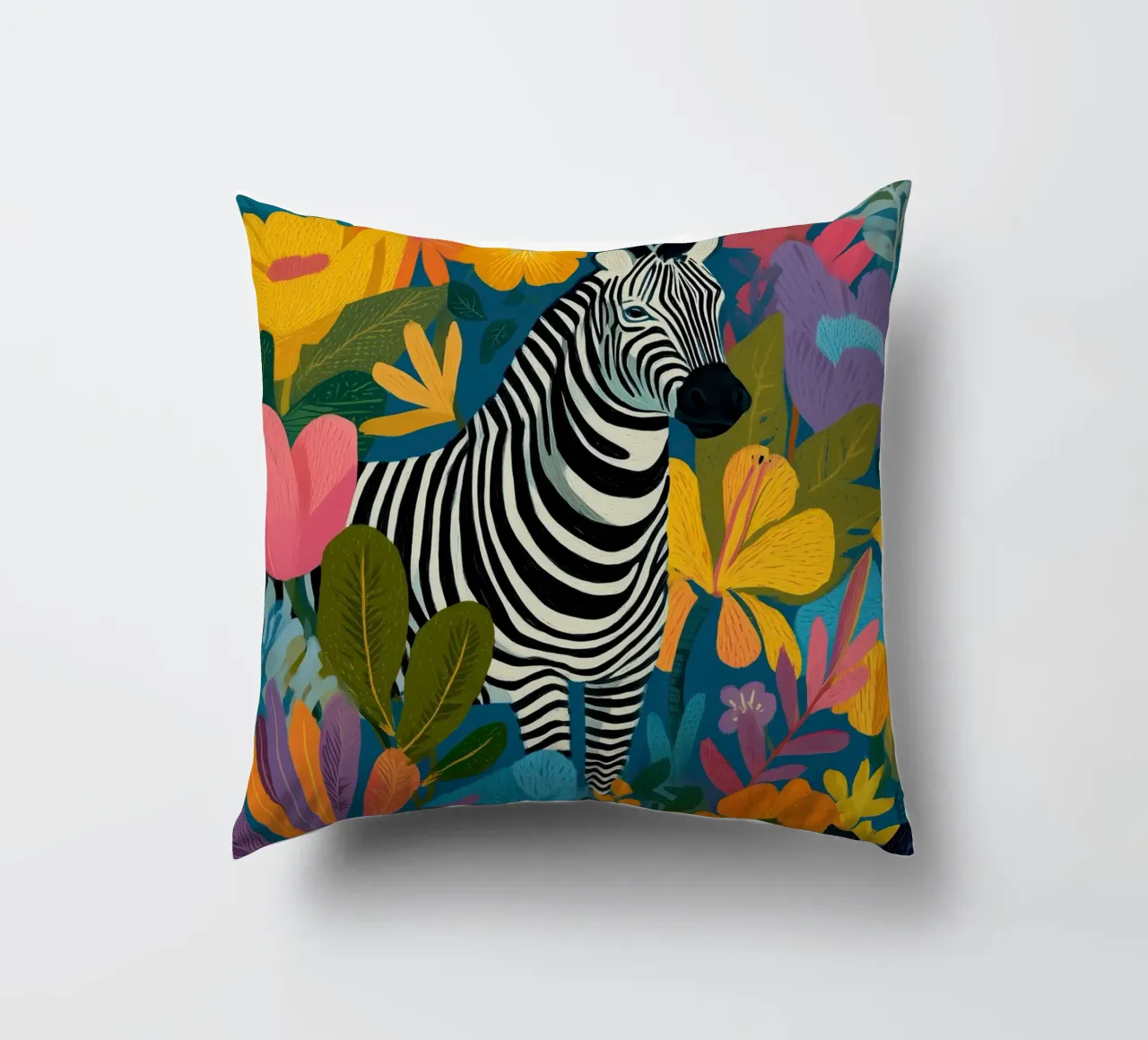 Blooming Stripes - Zebra in Lush Flora cuscino da Luca