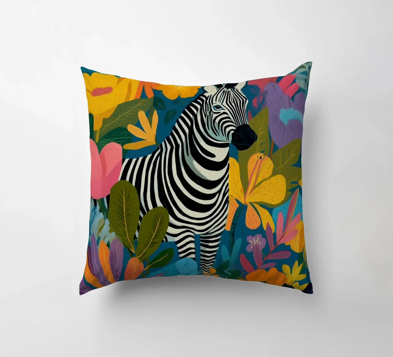 Blooming Stripes - Zebra in Lush Flora cuscino da Luca