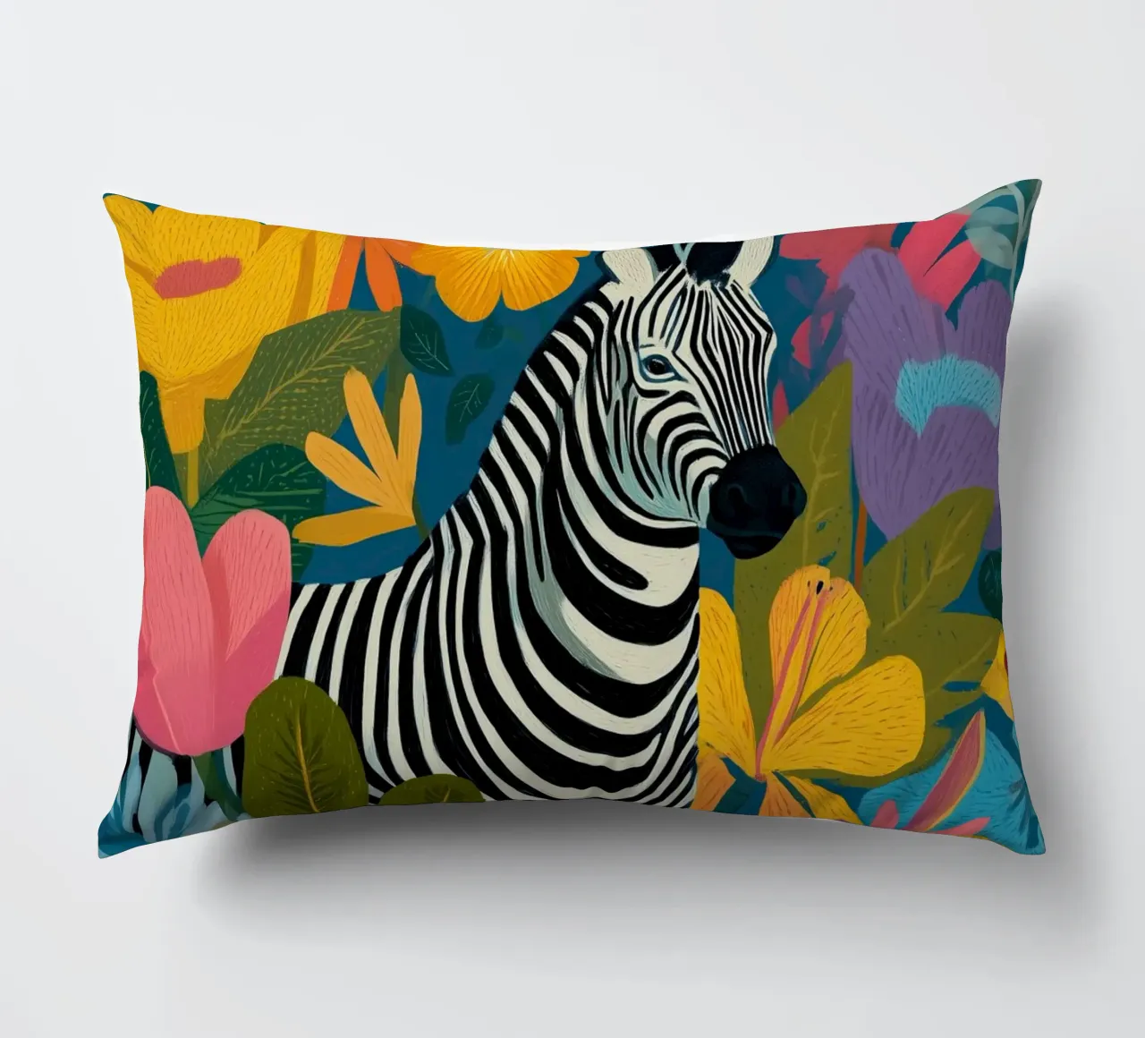 Blooming Stripes - Zebra in Lush Flora cuscino da Luca