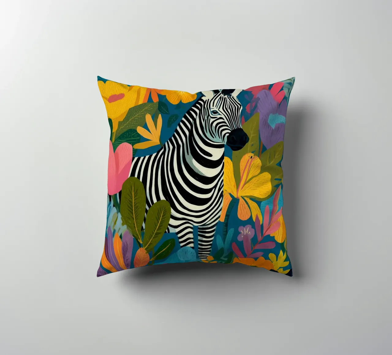Blooming Stripes - Zebra in Lush Flora cuscino da Luca
