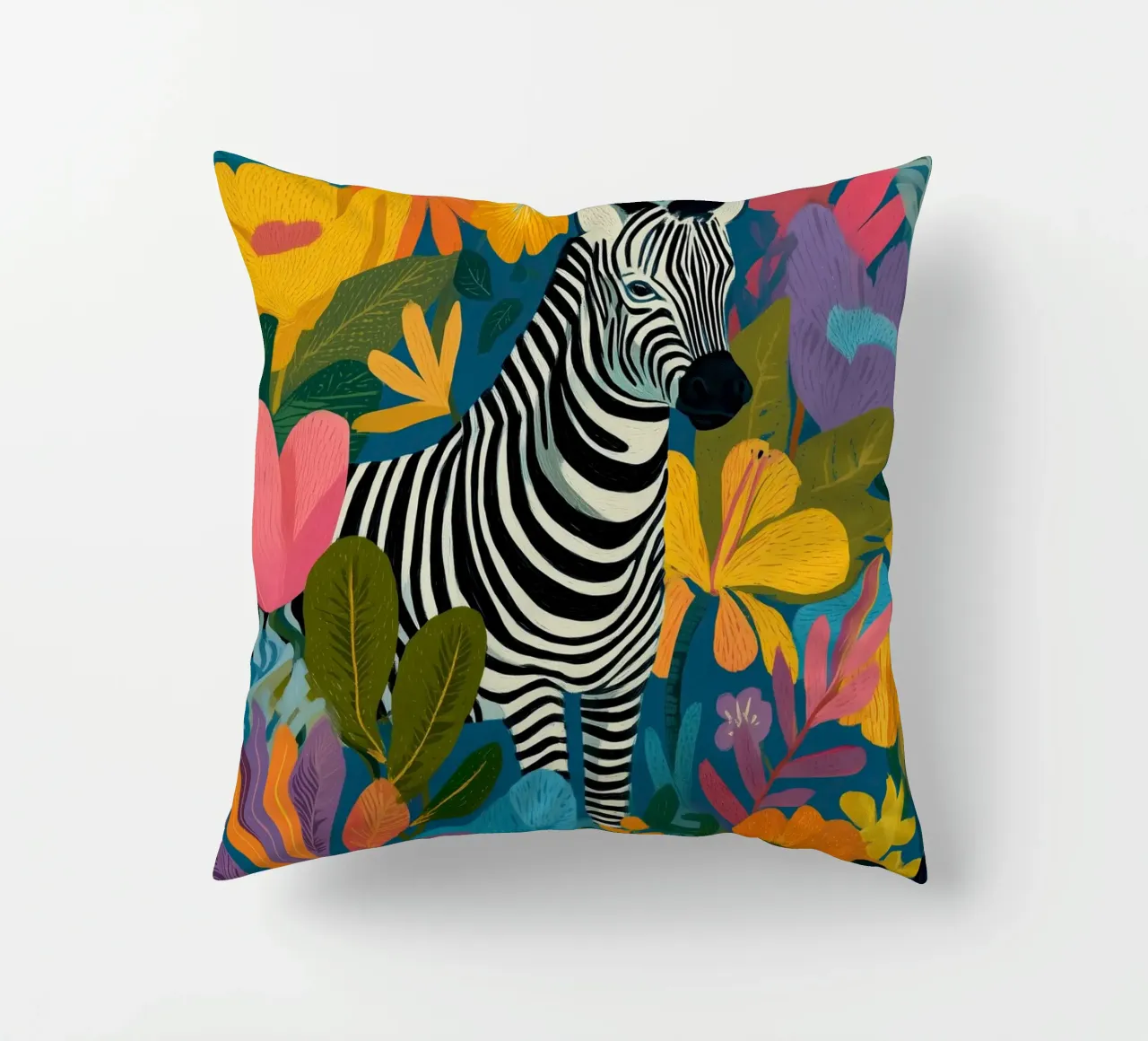 Blooming Stripes - Zebra in Lush Flora cuscino da Luca