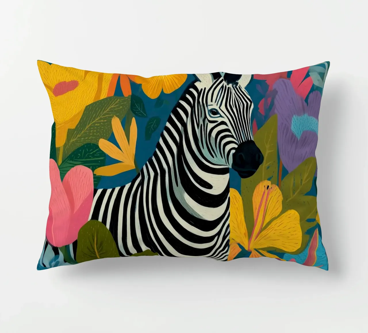 Blooming Stripes - Zebra in Lush Flora cuscino da Luca