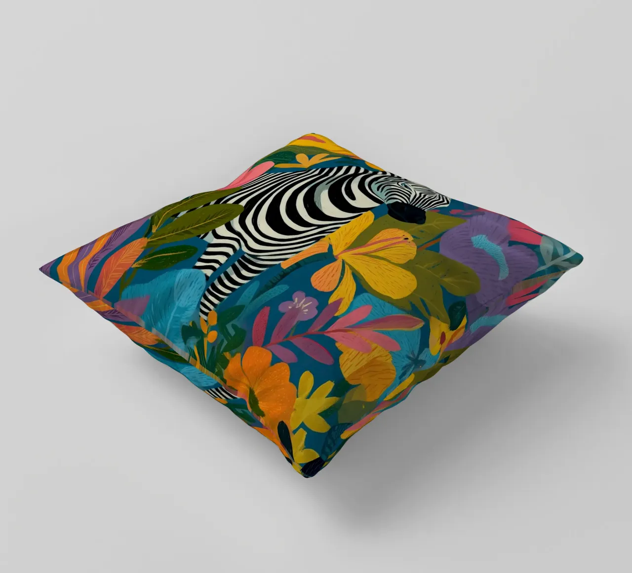 Blooming Stripes - Zebra in Lush Flora cuscino da Luca