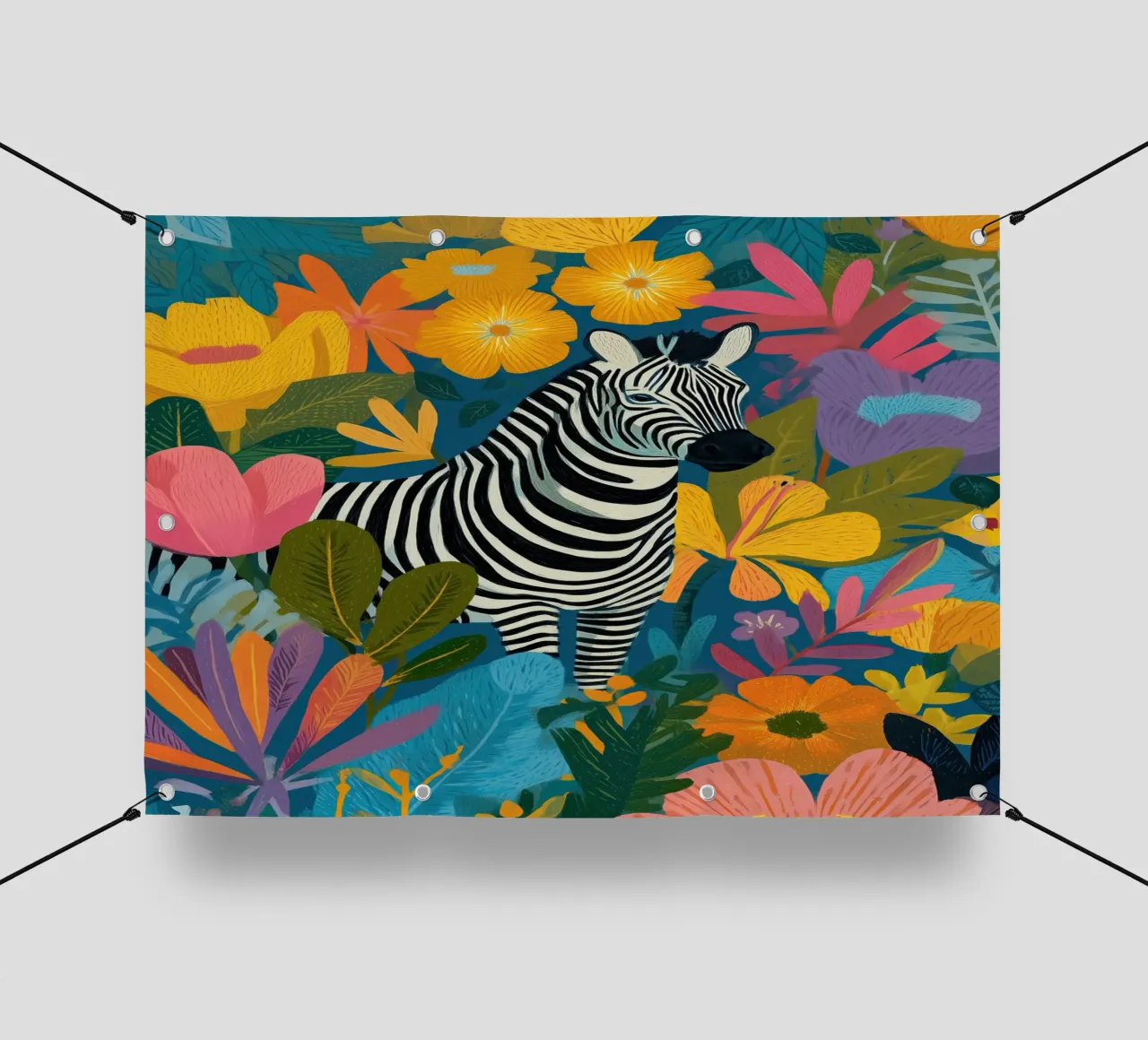 Blooming Stripes - Zebra in Lush Flora telo in pvc da Luca
