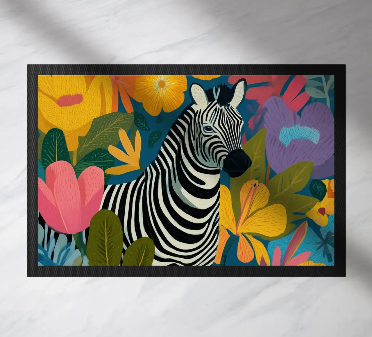 Blooming Stripes - Zebra in Lush Flora zerbino da Luca