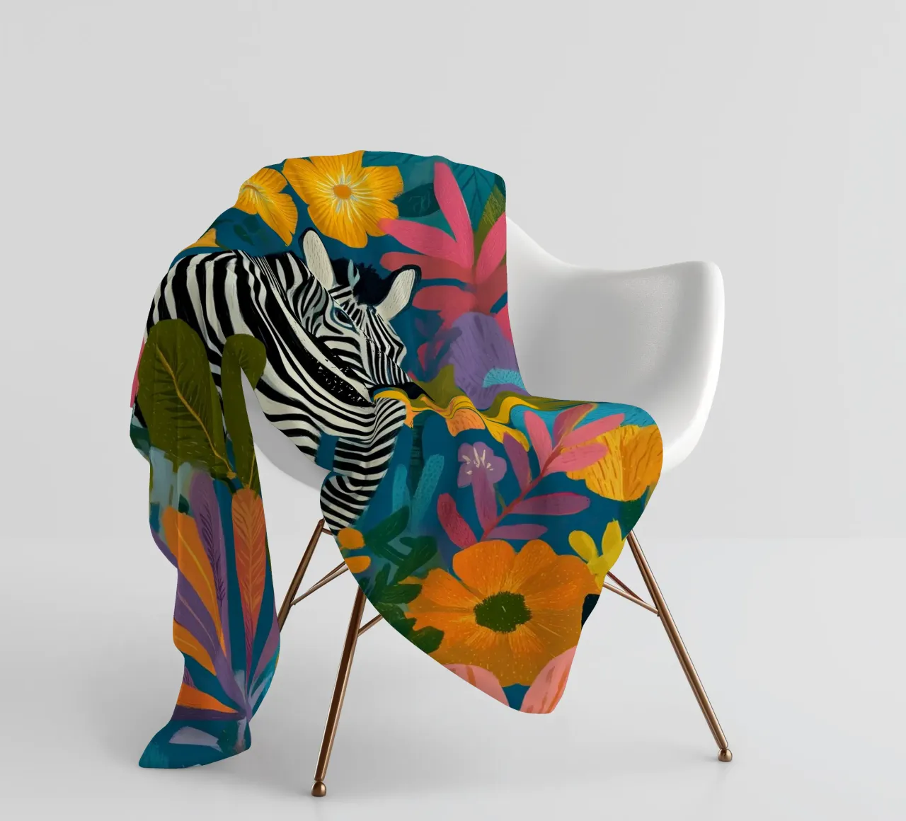 Blooming Stripes - Zebra in Lush Flora coperta in pile da Luca
