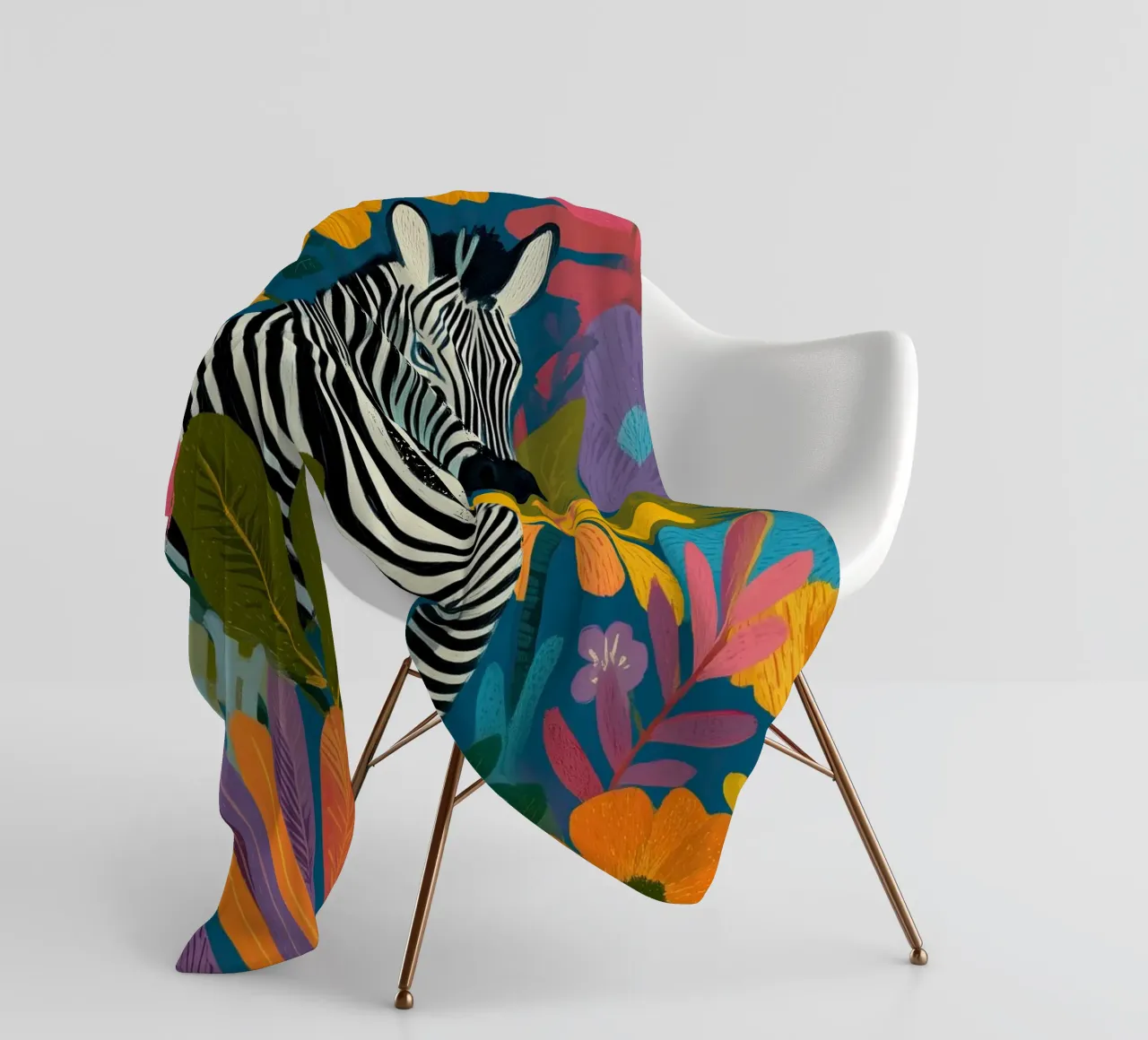 Blooming Stripes - Zebra in Lush Flora coperta in pile da Luca