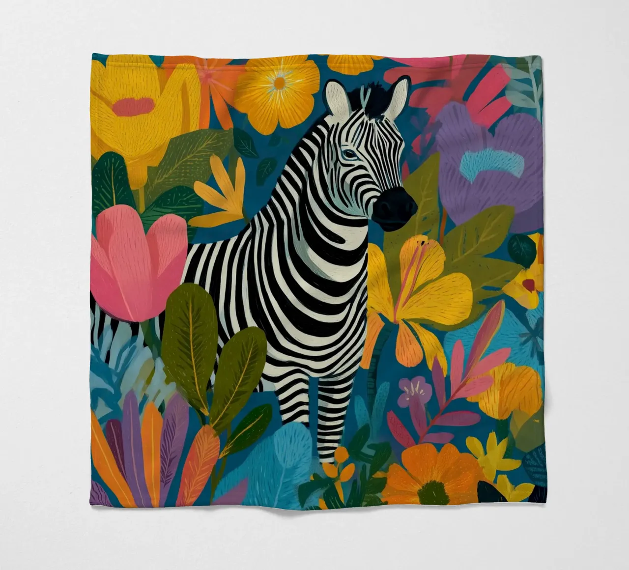 Blooming Stripes - Zebra in Lush Flora coperta in pile da Luca