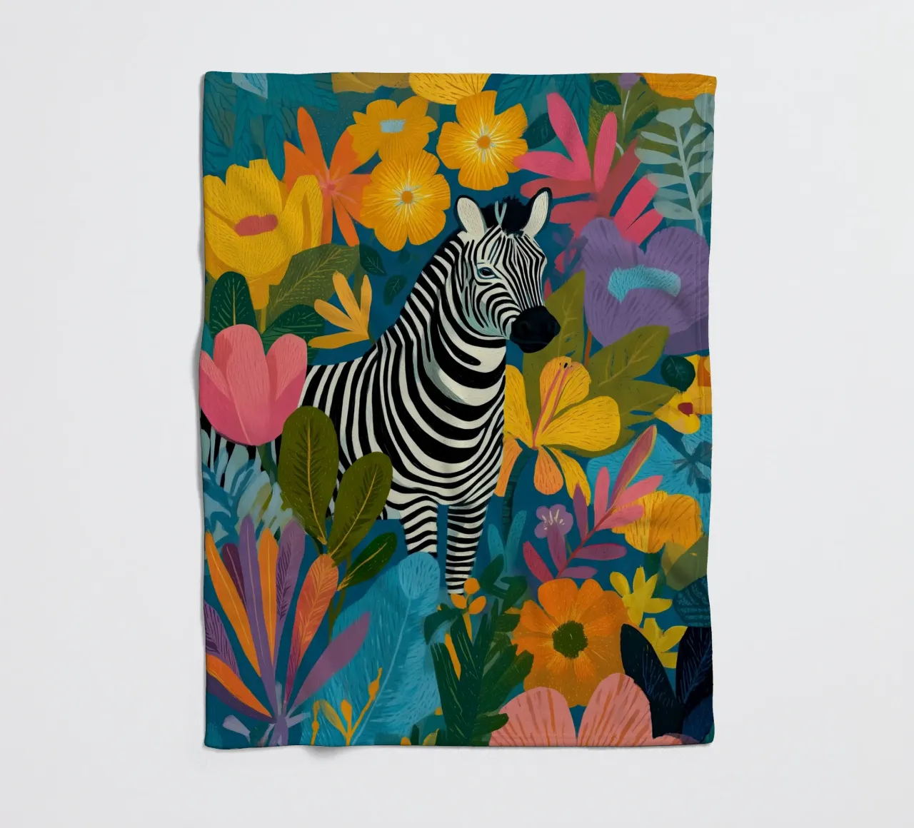 Blooming Stripes - Zebra in Lush Flora coperta in pile da Luca