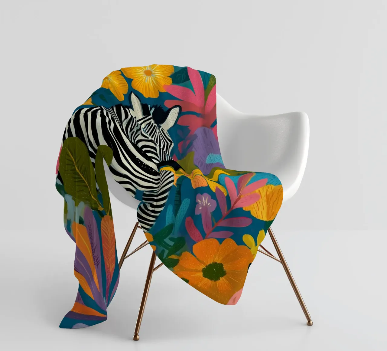 Blooming Stripes - Zebra in Lush Flora coperta in pile da Luca