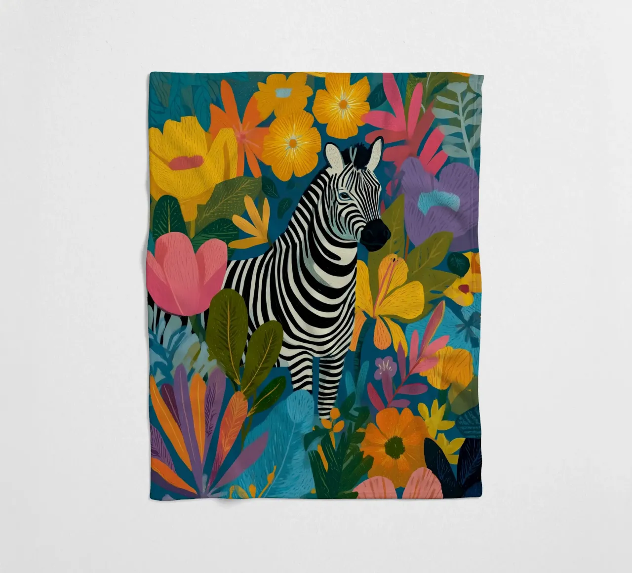 Blooming Stripes - Zebra in Lush Flora coperta in pile da Luca