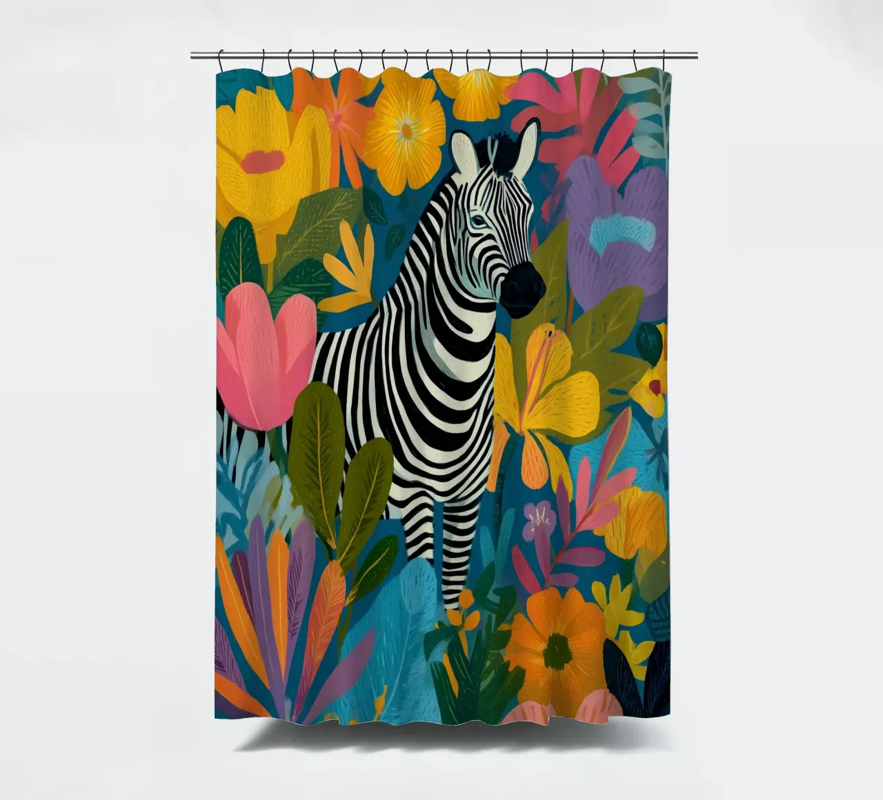 Blooming Stripes - Zebra in Lush Flora tenda da doccia da Luca