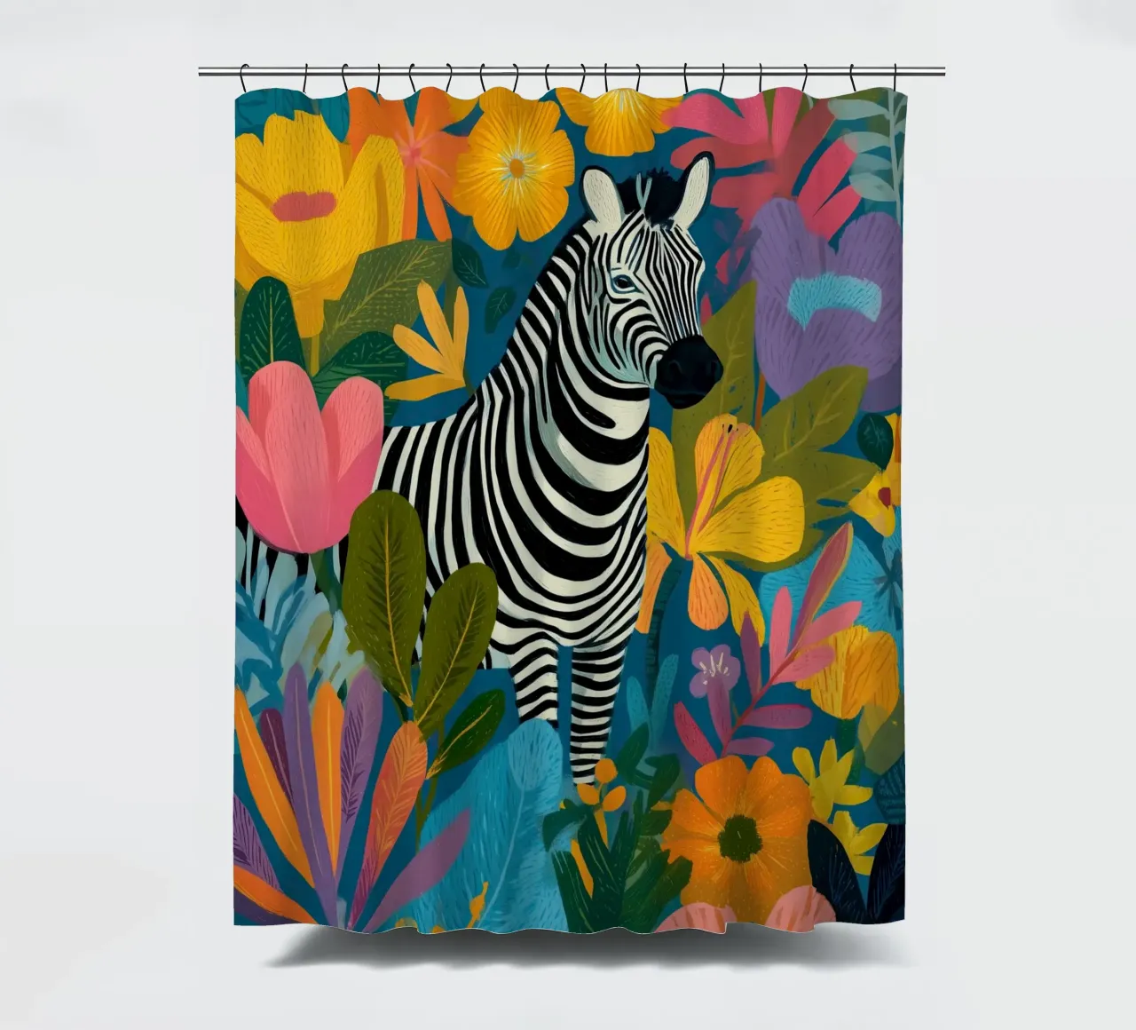 Blooming Stripes - Zebra in Lush Flora tenda da doccia da Luca