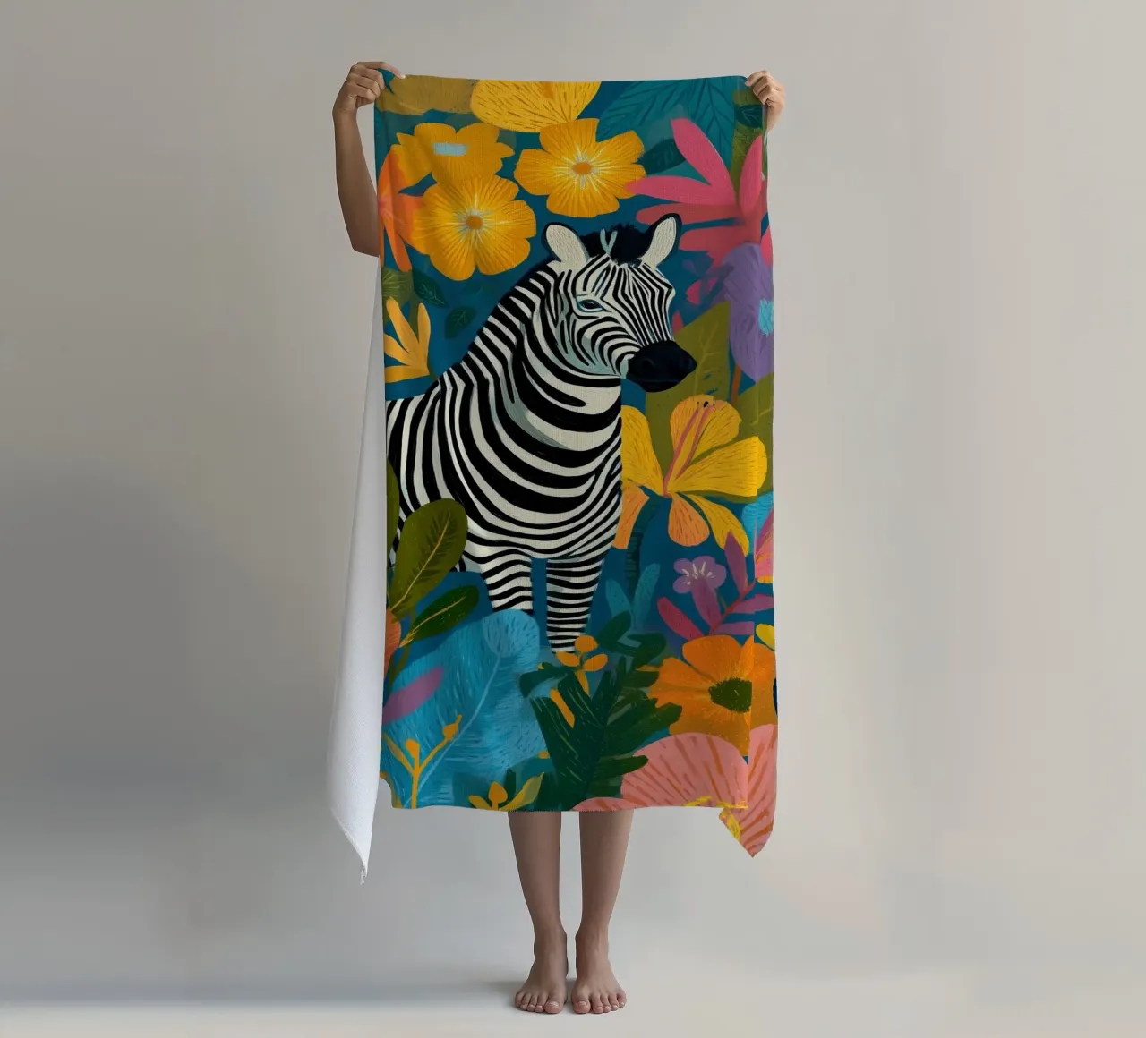 Blooming Stripes - Zebra in Lush Flora telo mare da Luca