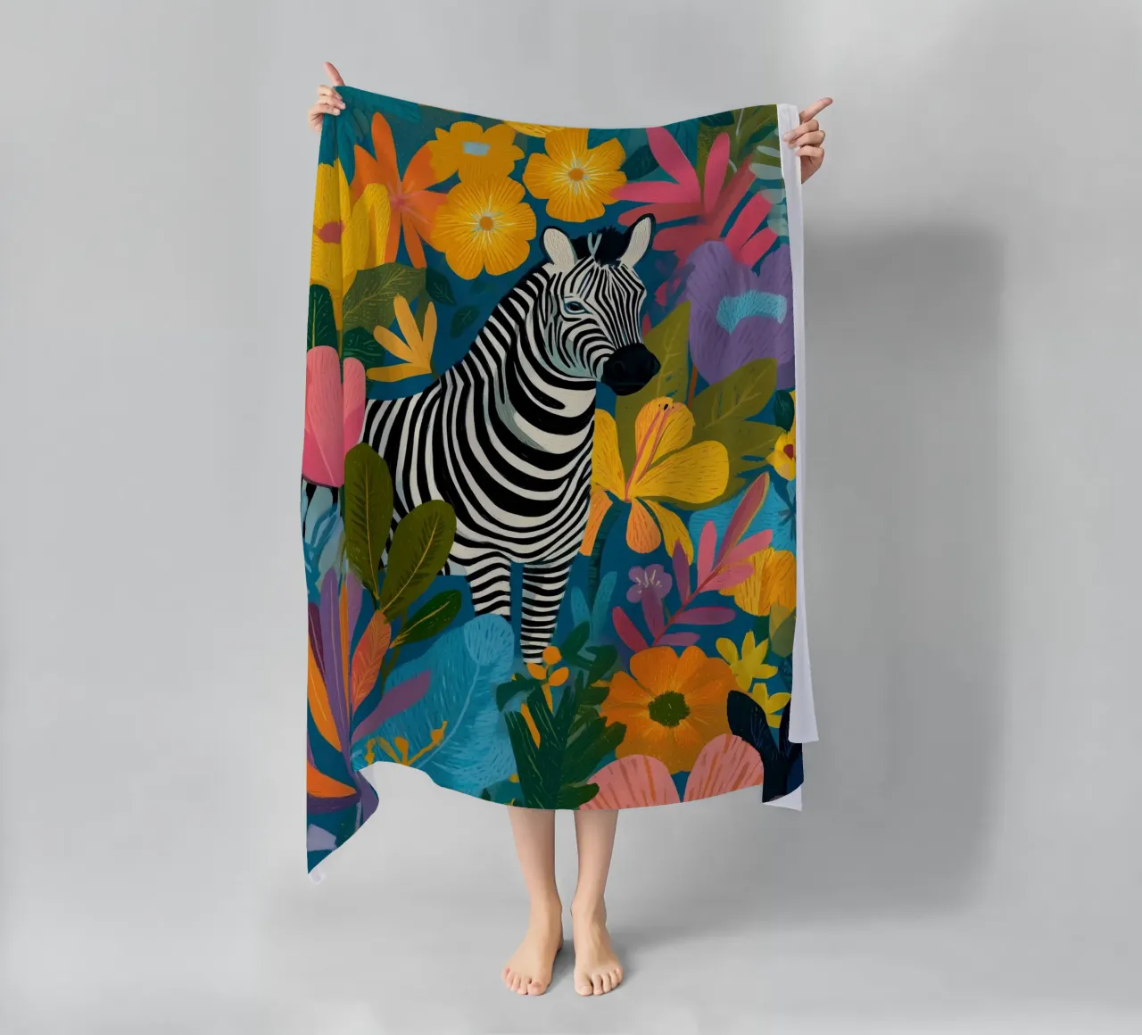 Blooming Stripes - Zebra in Lush Flora telo mare da Luca