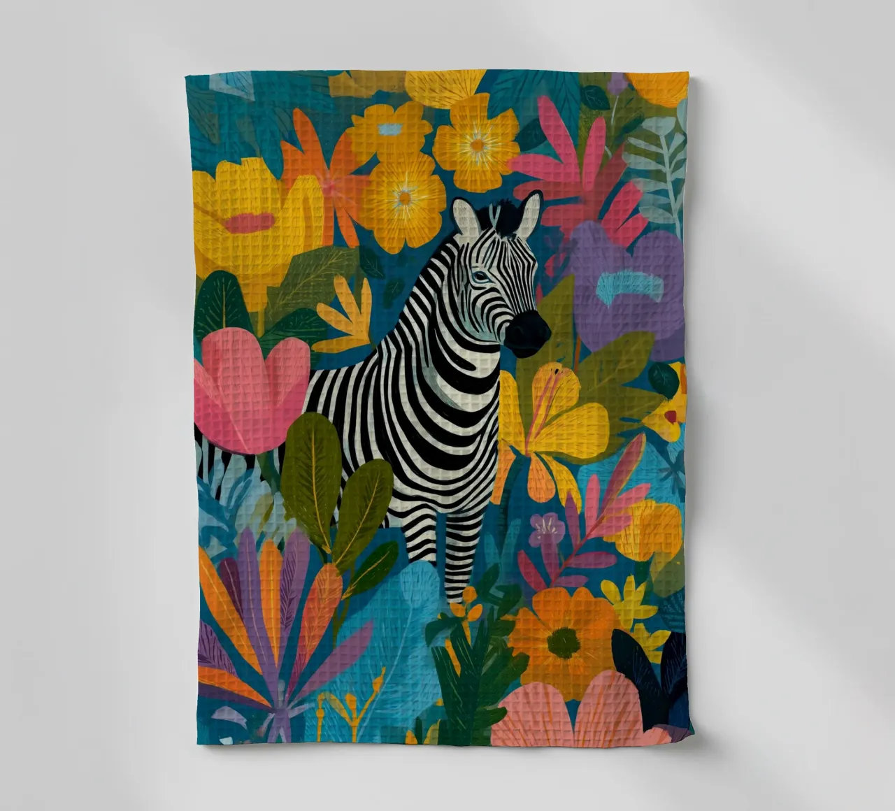Blooming Stripes - Zebra in Lush Flora torchon de Luca