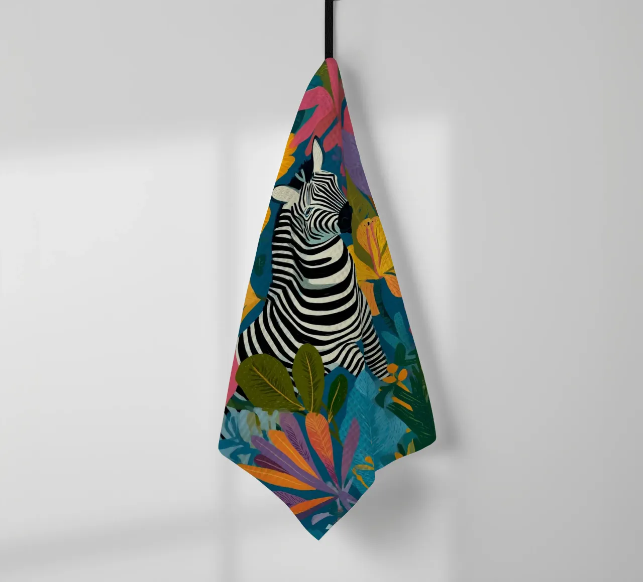 Blooming Stripes - Zebra in Lush Flora torchon de Luca