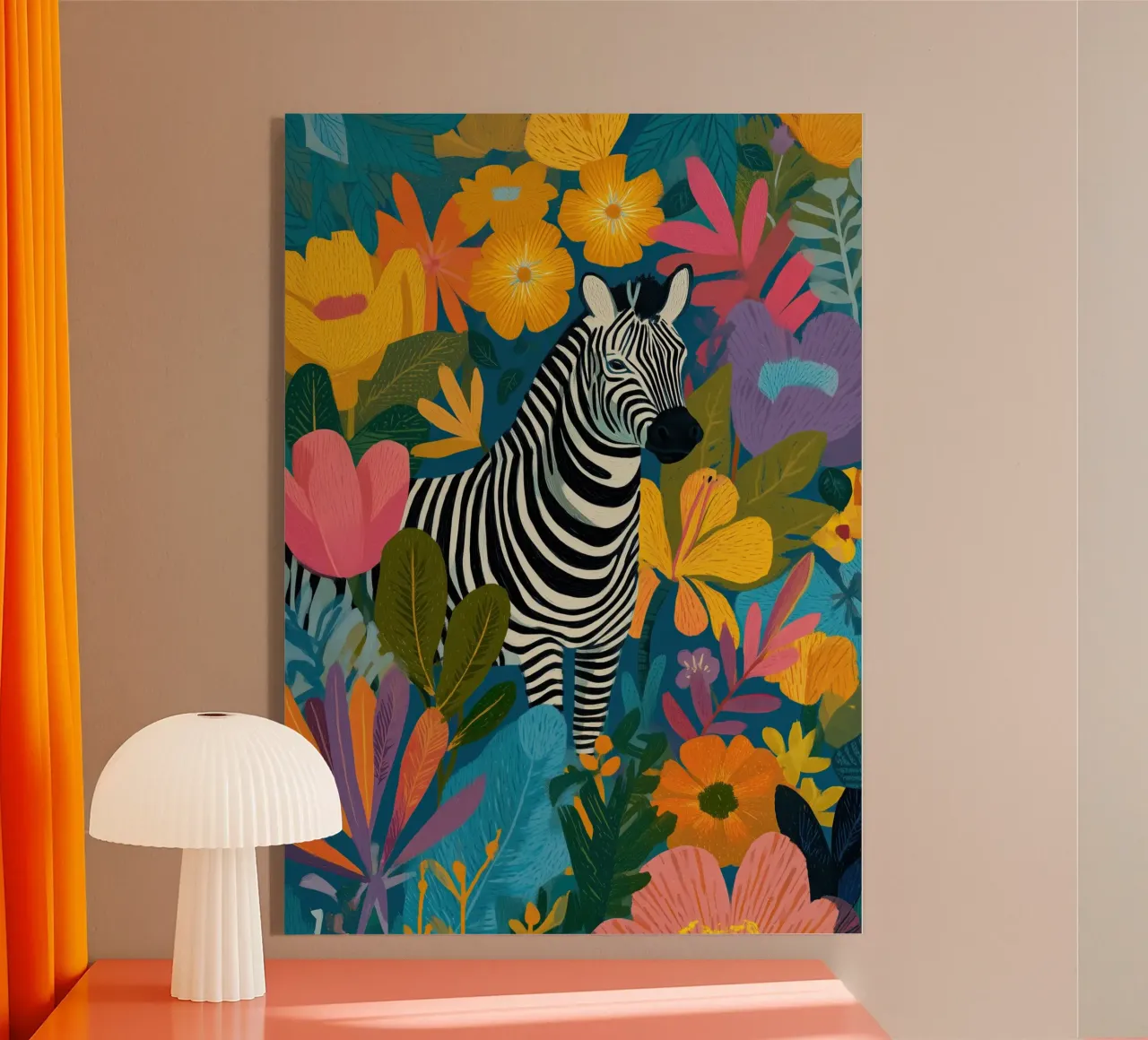 Blooming Stripes - Zebra in Lush Flora plexiglass da Luca