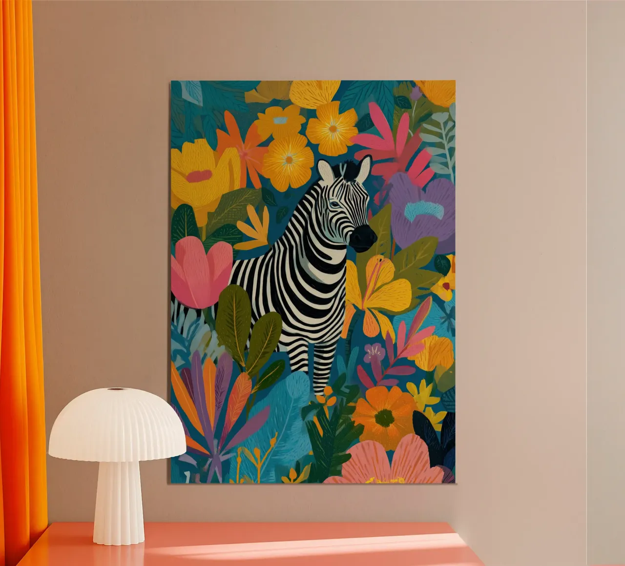 Blooming Stripes - Zebra in Lush Flora alluminio dibond da Luca