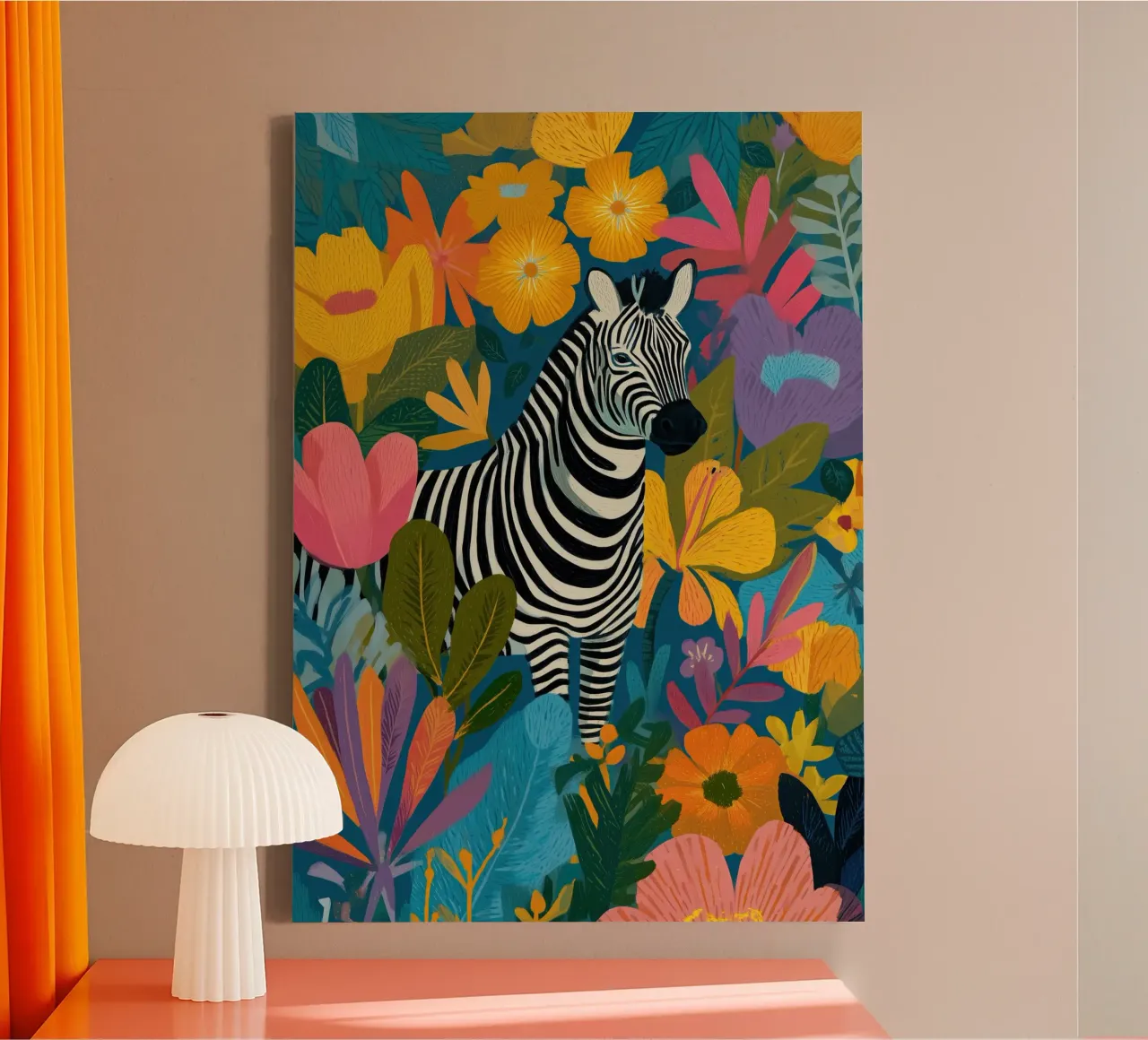 Blooming Stripes - Zebra in Lush Flora tela da Luca