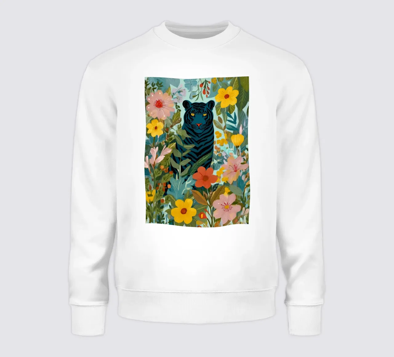 Midnight Tiger in Blooming Jungle felpa da Luca