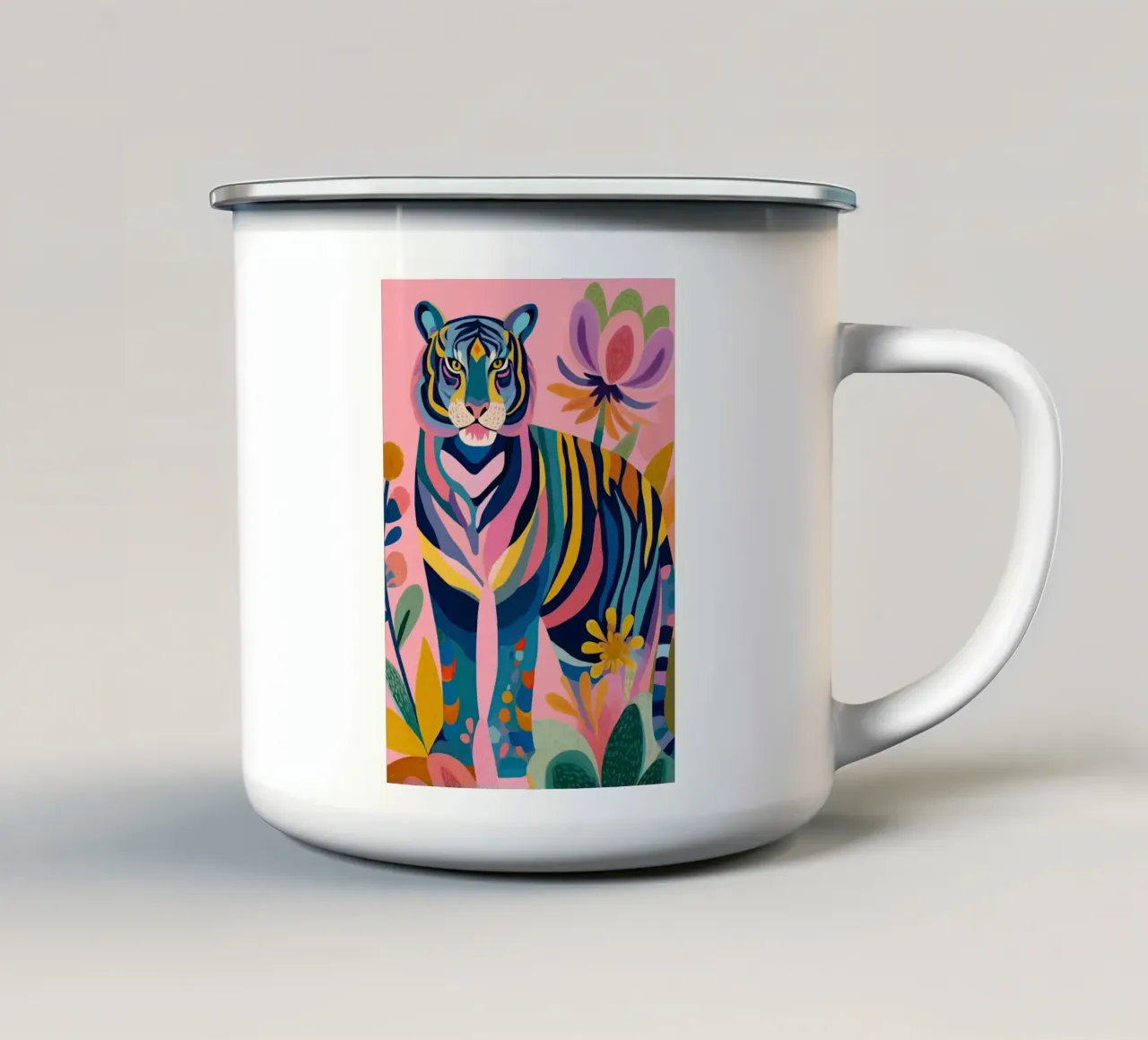 Electric Jungle - The Vibrant Tiger tazza in smalto da Luca