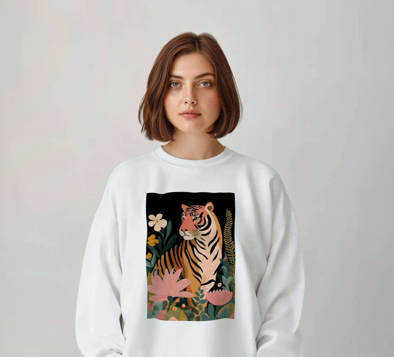 Wild Harmony -Tiger in Flowers felpa da Luca