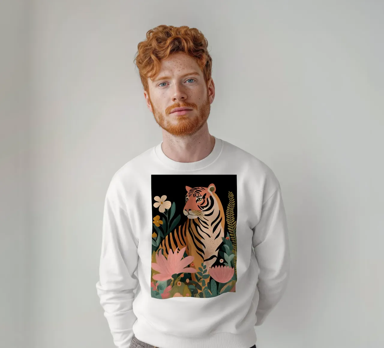 Wild Harmony -Tiger in Flowers felpa da Luca