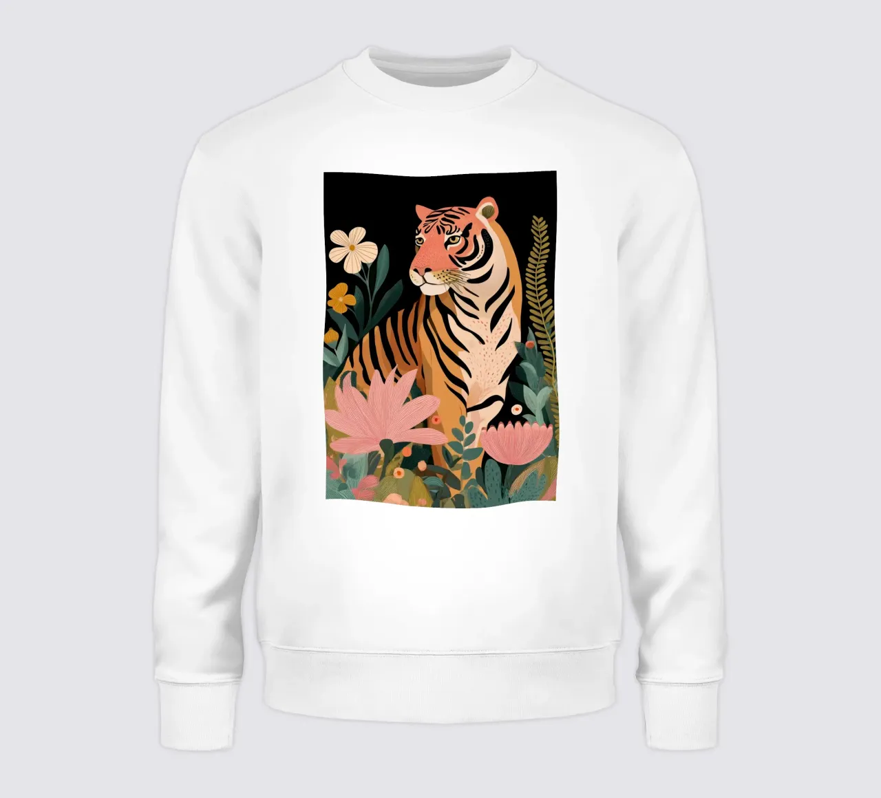 Wild Harmony -Tiger in Flowers felpa da Luca