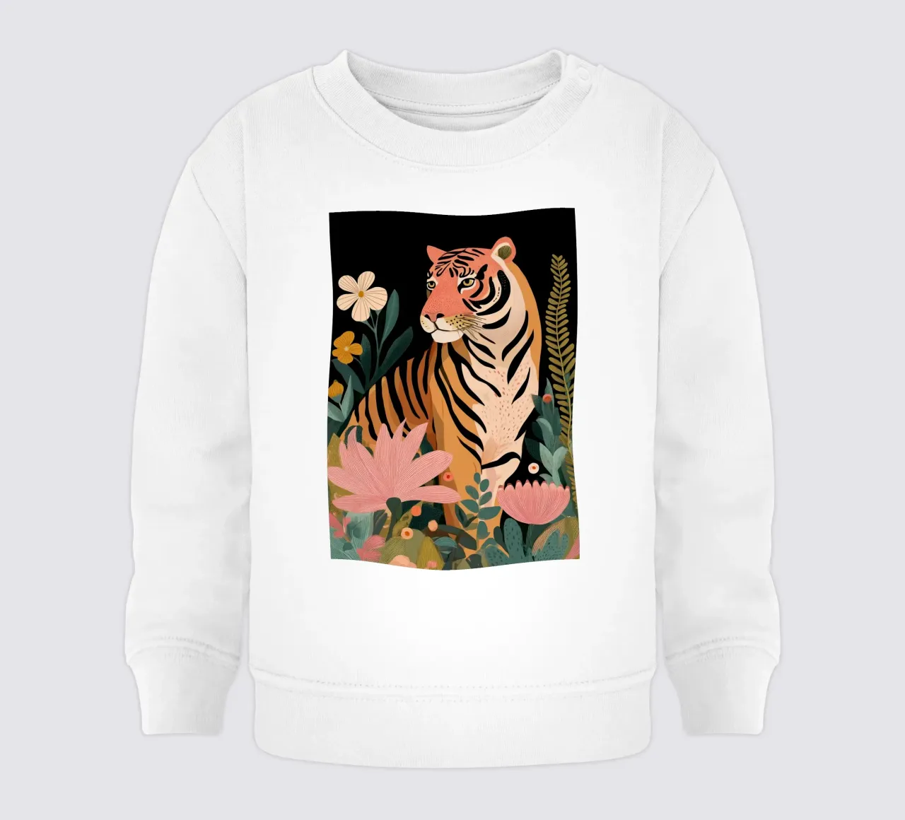 Wild Harmony -Tiger in Flowers felpa neonato da Luca