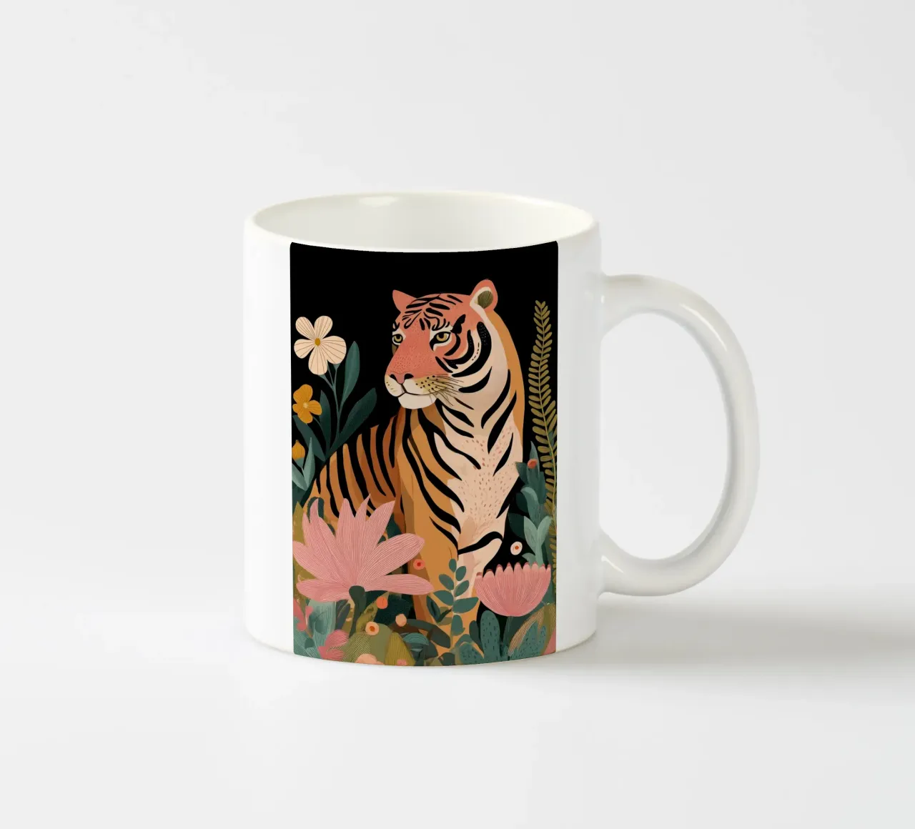Wild Harmony -Tiger in Flowers tazza in ceramica da Luca