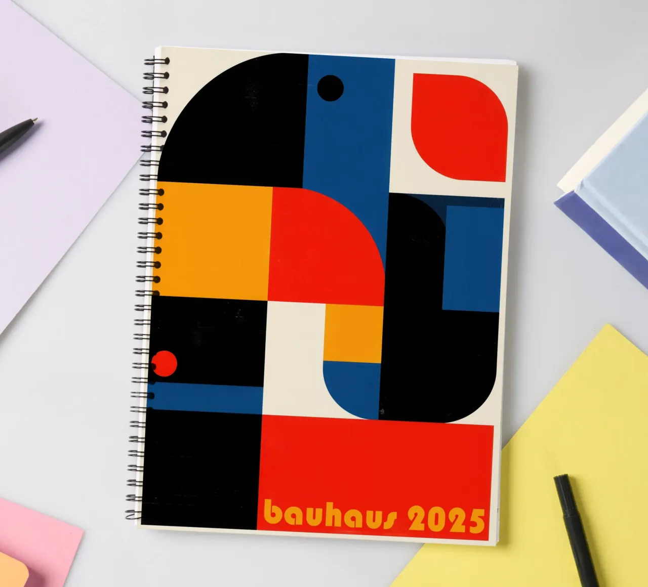Bauhaus 2025 | Constructivist geometry spiral notebook by Autofocus