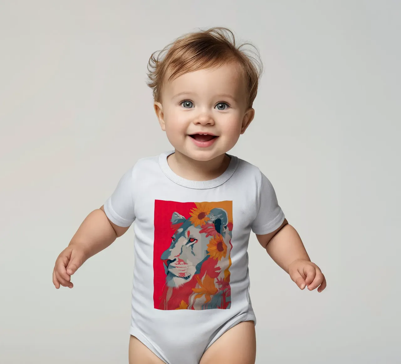 Lion in the Sun body neonato maniche corte da Luca