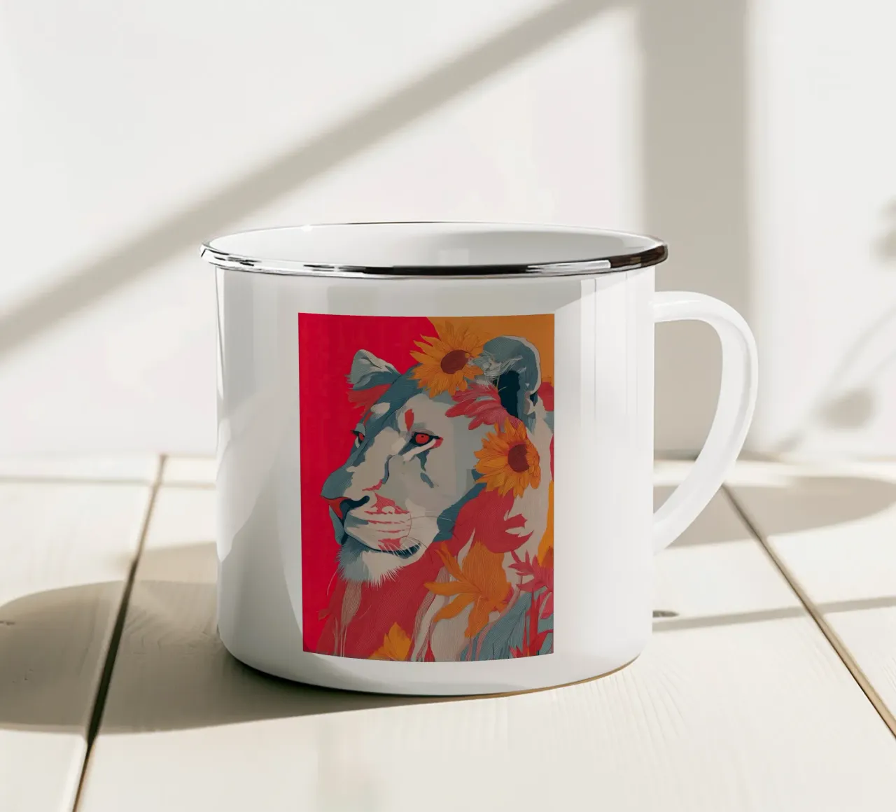 Lion in the Sun tazza in smalto da Luca