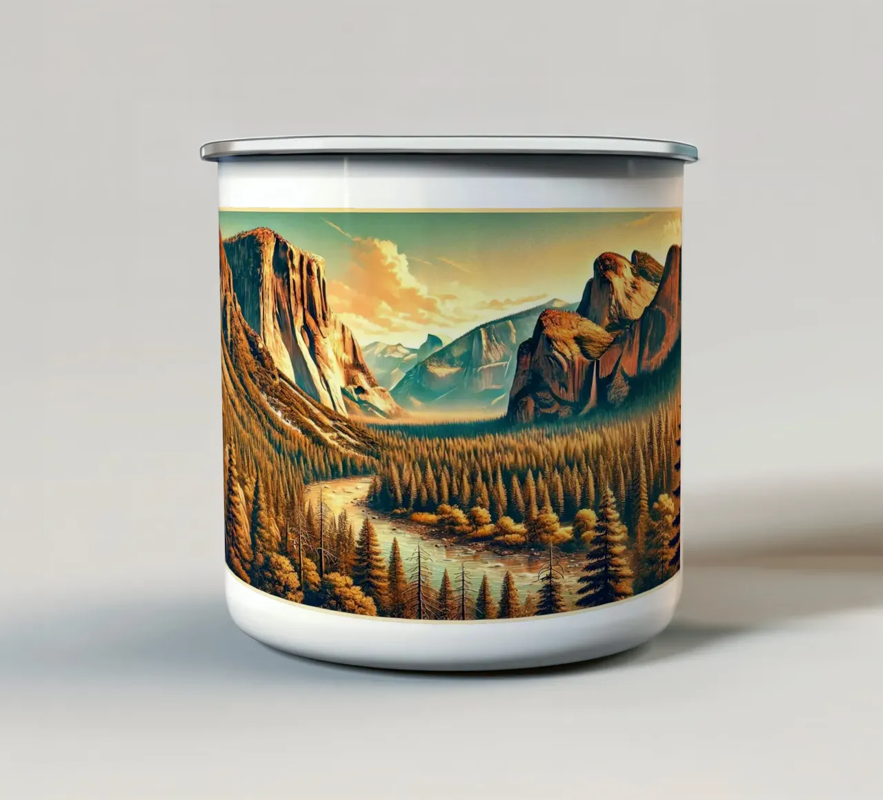 Poster d'epoca sullo Yosemite, USA tazza in smalto da Wanderlust Vibes