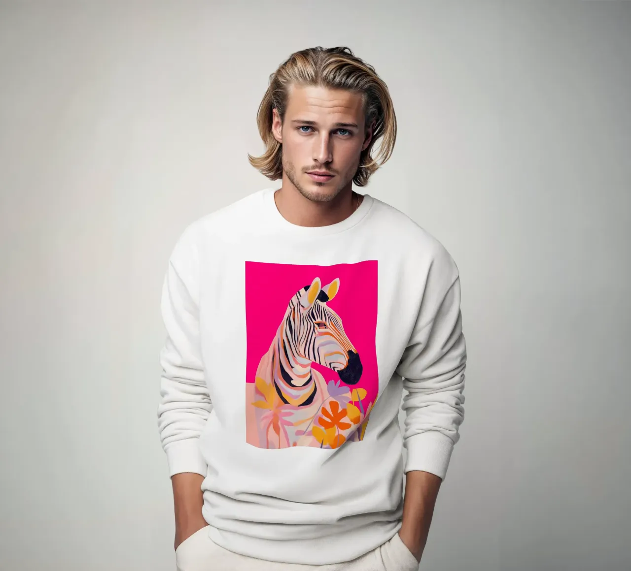 Electric Bloom - Zebra in Magenta felpa da Luca