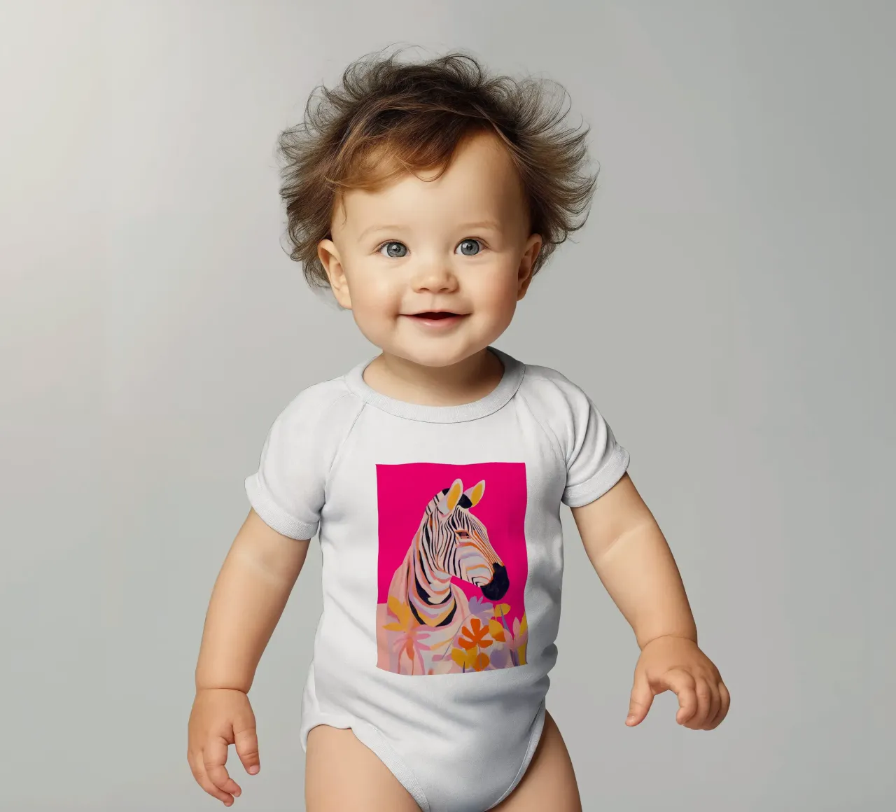 Electric Bloom - Zebra in Magenta body neonato maniche corte da Luca