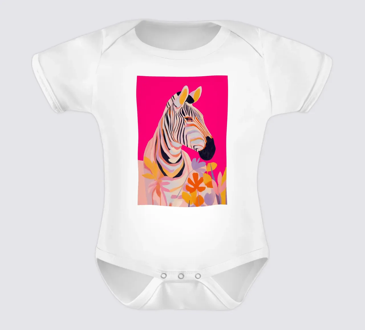 Electric Bloom - Zebra in Magenta body neonato maniche corte da Luca
