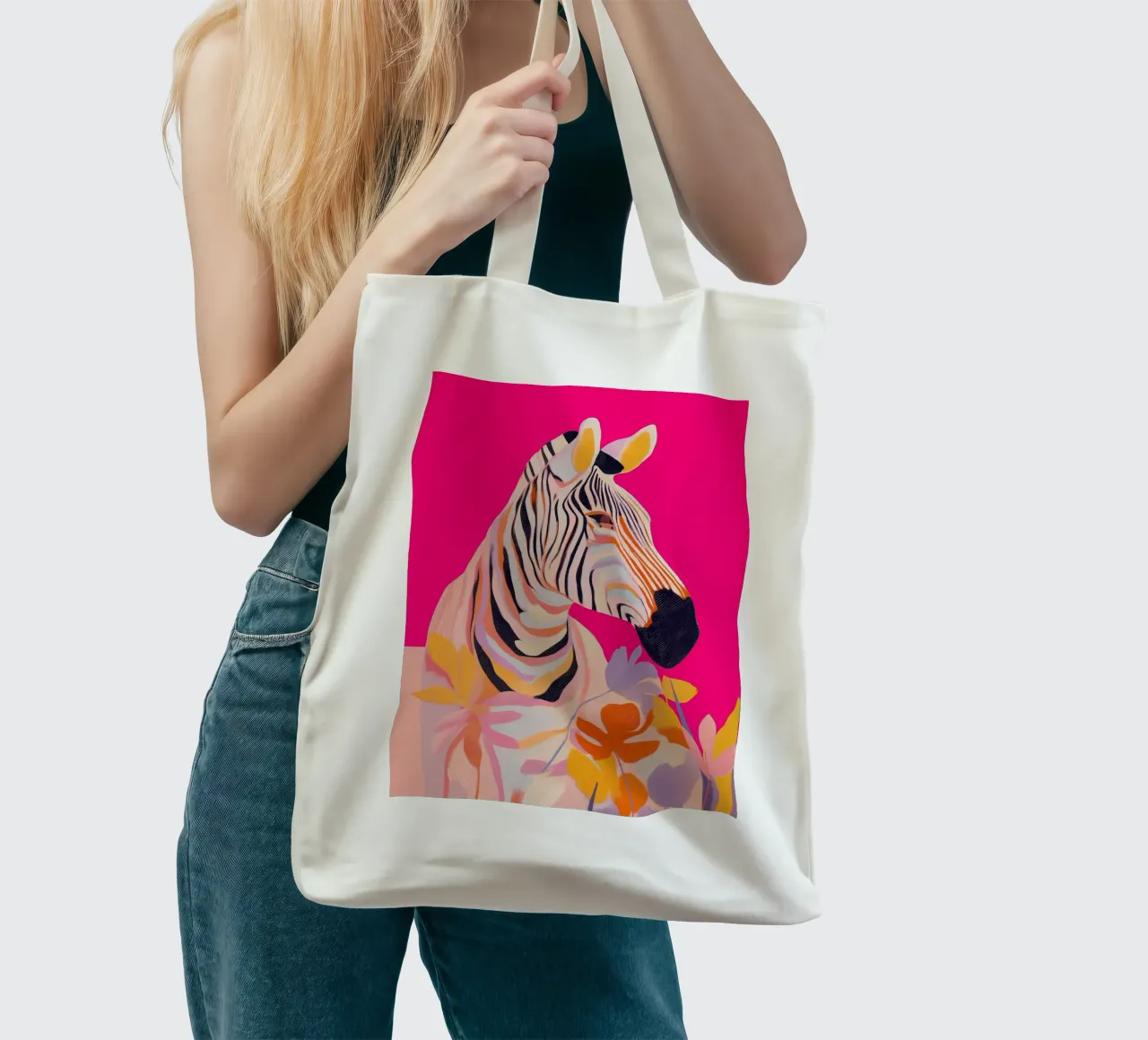 Electric Bloom - Zebra in Magenta borsa in juta da Luca