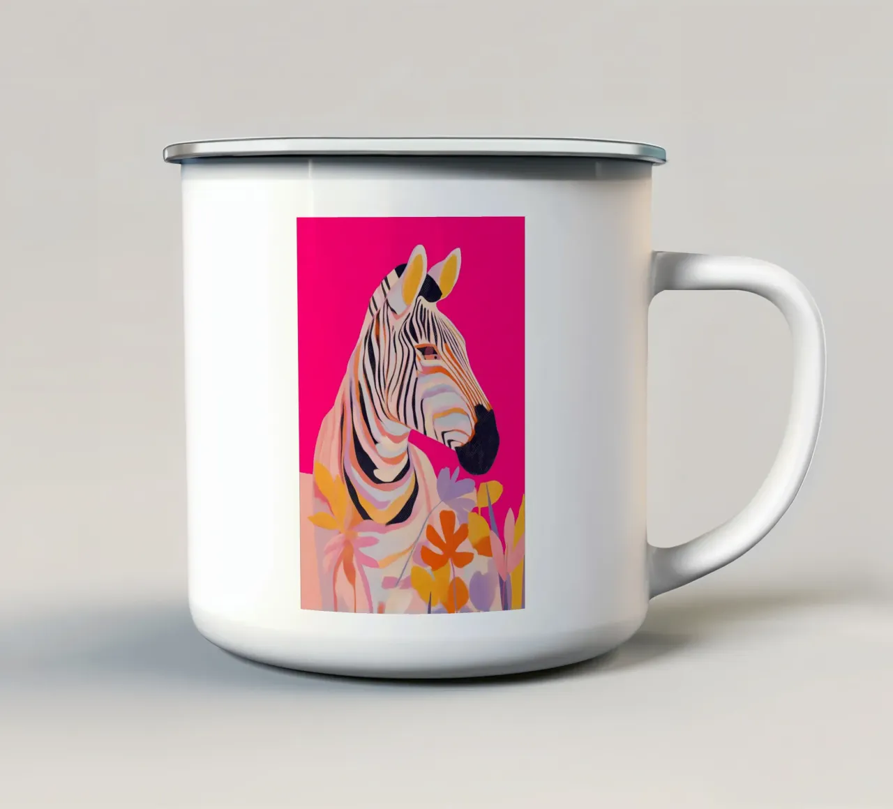 Electric Bloom - Zebra in Magenta emaille mok van Luca