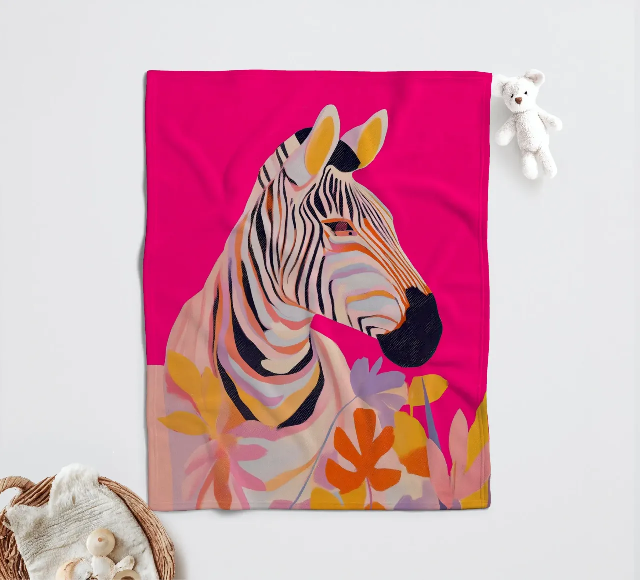 Electric Bloom - Zebra in Magenta coperta in pile da Luca